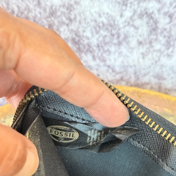 Classic FOSSIL Wallet Clutch Black Zip Around Long Wallet Clutch vintage Leather - Picture 7 of 11
